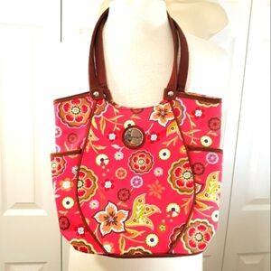 Longaberger Pink Floral Shoulder Bag
